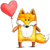 Fox motif cute HEART - iZart