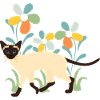 Siamese Cat and Flowers