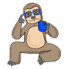 Sloth with glasses and coffee