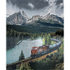 Viaggio in treno attraverso paesaggi di montagna, Canada