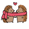 Cuddly hedgehogs with heart motif