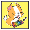Dog with xylophonist