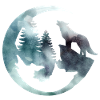 Watercolour Howling Wolf