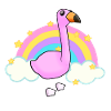 Flamingo and a rainbow cartoon