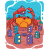 Crab visits underwater city