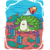 Leaf-sheep-snail visits underwater city