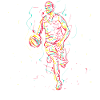Abstract art basketball athlete dribbling