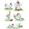 Funny chicken yoga figures