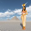 Goddess Hathor and pyramids