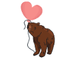 Bear with heart balloon