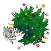 Chat et sapin de Noël