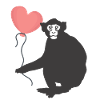 Monkey with Heart Balloon