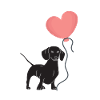 Dog / Dachshund with Heart Balloon
