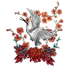 Beautiful crane with flowers