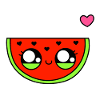 Watermelon kawaii with a heart - Cute Watermelon