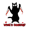 Chef cat with kitchen knife