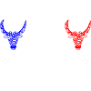 Red white blue bull
