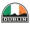 Dublin Ireland Skyline Silhouette Irish Flag Trave