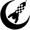 Black rocket and half-moon