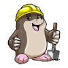 Taupe avec casque et pelle