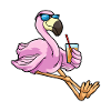 Flamingo with drink with straw