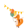 Renard avec des ballons