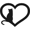 Cat silhouette with a heart