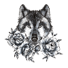 Wolf und Pfingstrosen