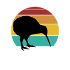 Kiwi Bird Retro Sun Silhouette