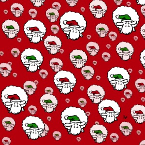 Santa Sheep (rot & grün auf rot) Gesichtsmaske