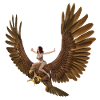 Frau mit riesigem Steinadler