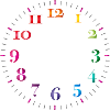 Quadrante con cifre colorate senza lancette dell'orologio