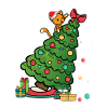 Cat Christmas Tree - Christmas Kitten