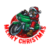 biker Santa Claus green bike