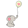 Éléphant et ballon avec coeur