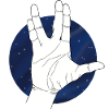 Hand Vulcan Greeting Starry Sky