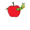 Apfel mit Raupe