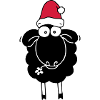 Black sheep with santa hat