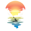 KAYAK paddling sunset mountain