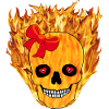 Flaming girl's skull