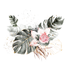 Palm leaves with pink rose