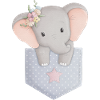 Elephant in bag with flower