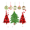 Frohe Weihnachten / Weihnachtsbaumdrucke / bunt