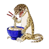 Leopard Gecko zjada japoński makaron Ramen