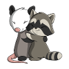 Opossum und Waschbär