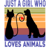 Just A Girl Who Loves Animals Dog Cat Retro Vintag