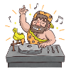 Prehistoric Caveman Deejay Clubbing