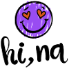 Emoji "Ciao na" | testo di occhi di cuore viola