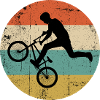 BMX Stunt Silhouette on Retro Stripes