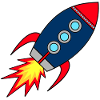 Rocket startup * spaceship * astronaut * stars